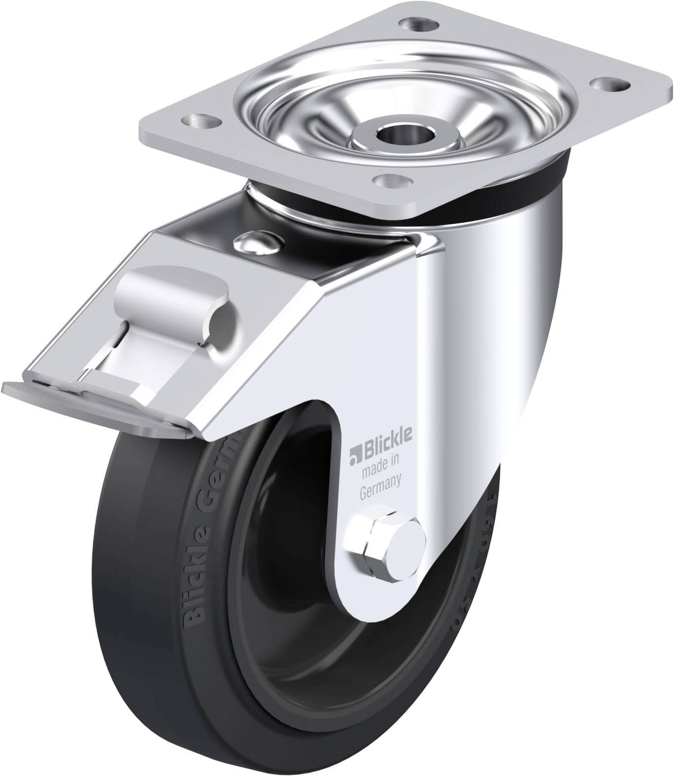 Blickle 851194 LK-POEV 160XR-FI Acéllemez forgógörgő KerékØ: 160 mm Teherbírás (max.): 400 kg 1 db