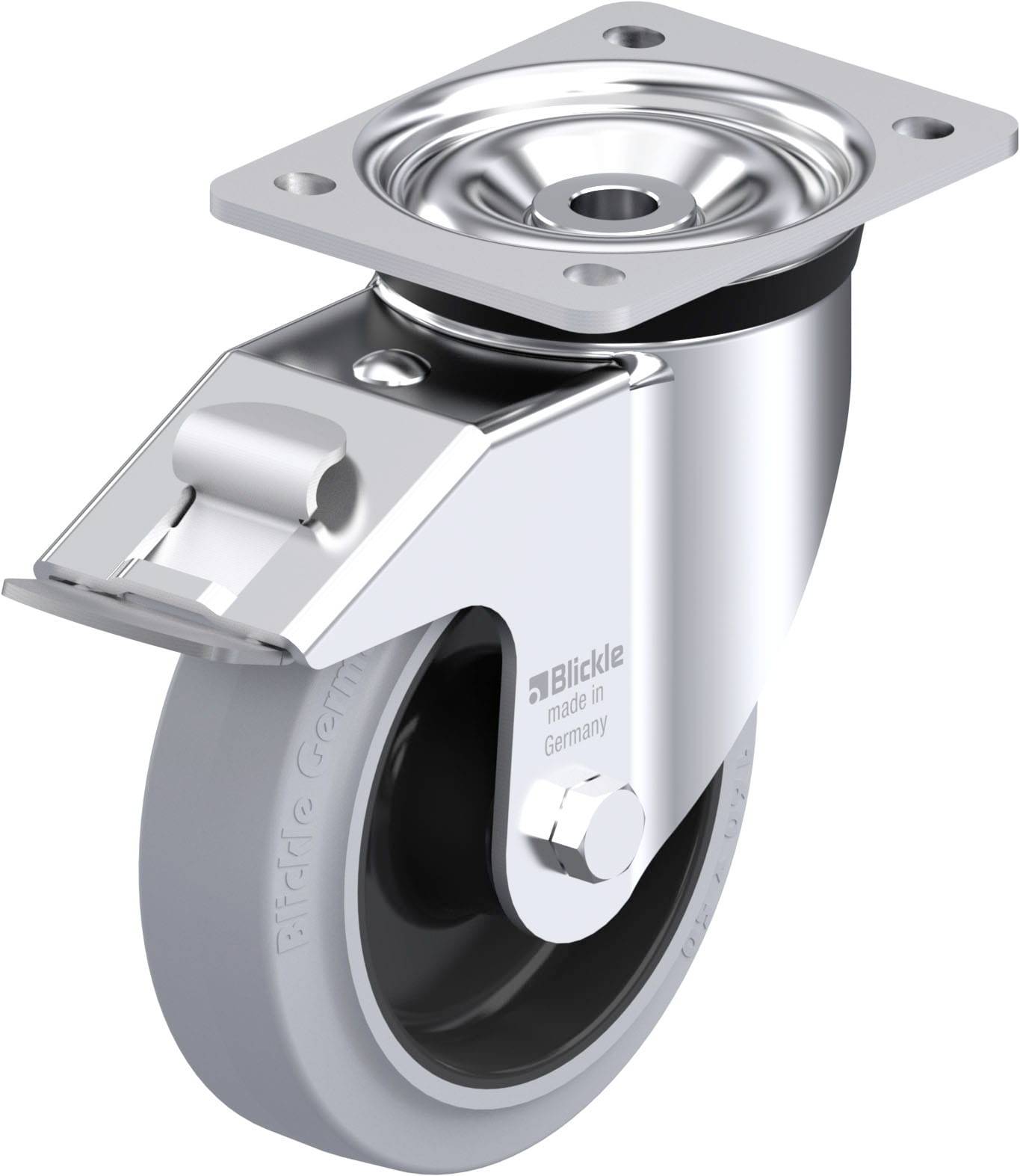 Blickle 851197 LK-POEV 160XR-FI-SG Acéllemez forgógörgő KerékØ: 160 mm Teherbírás (max.): 400 kg 1 db