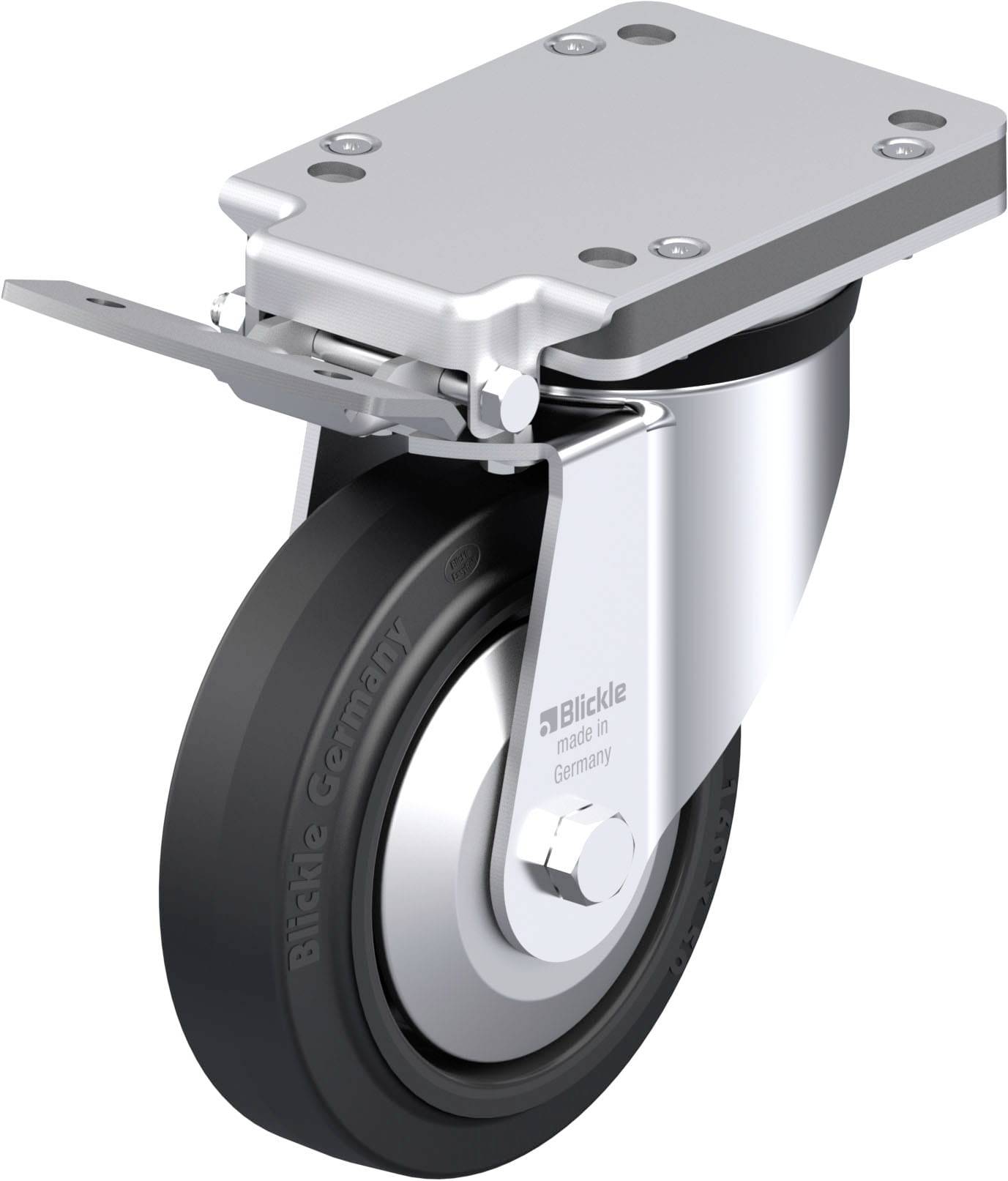 Blickle 851210 LK-POEV 160XR-IS-FA Acéllemez forgógörgő KerékØ: 160 mm Teherbírás (max.): 400 kg 1 db