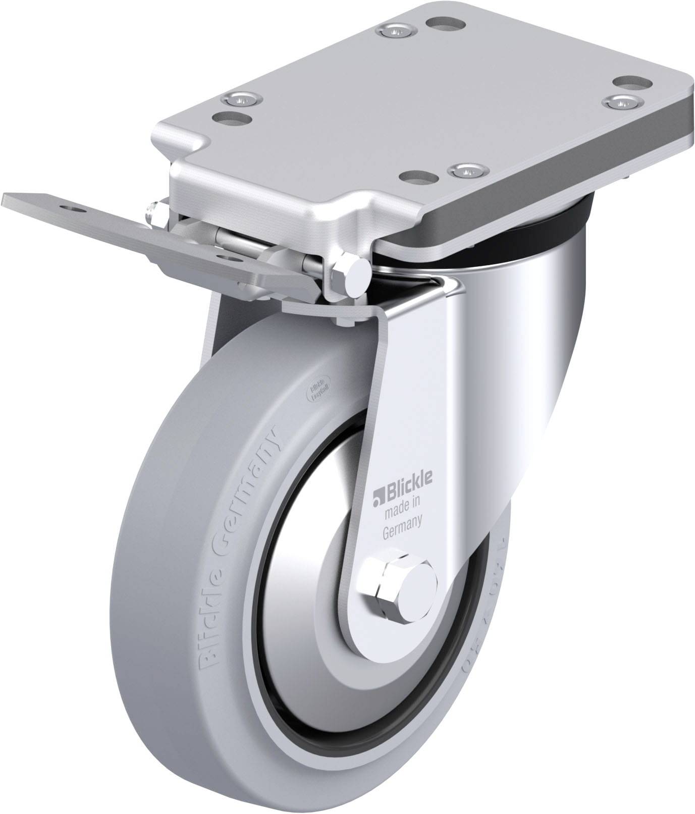 Blickle 851209 LK-POEV 160XR-IS-SG-FA Acéllemez forgógörgő KerékØ: 160 mm Teherbírás (max.): 400 kg 1 db