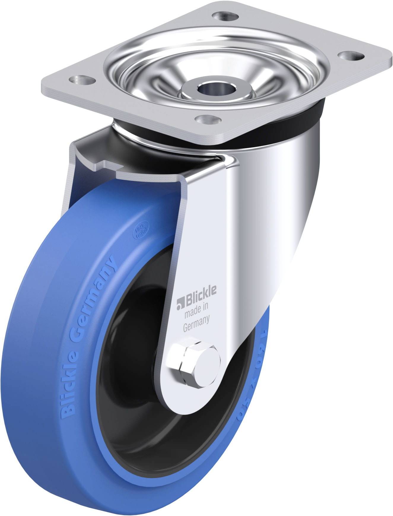 Blickle 851211 LK-POEV 160XR-SB Acéllemez forgógörgő KerékØ: 160 mm Teherbírás (max.): 400 kg 1 db