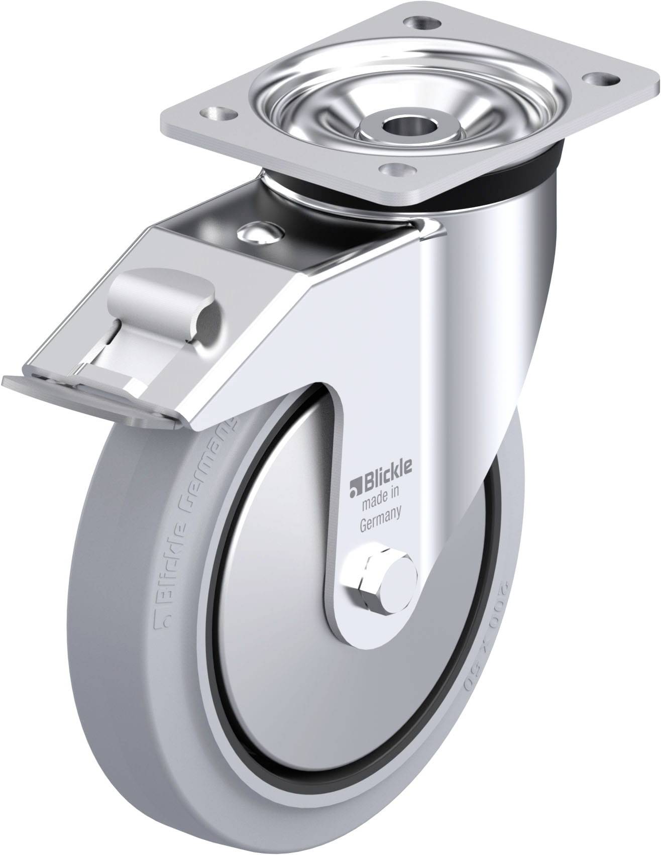Blickle 851310 LK-POEV 200KAD-FI-SG-FA Acéllemez forgógörgő KerékØ: 200 mm Teherbírás (max.): 500 kg 1 db