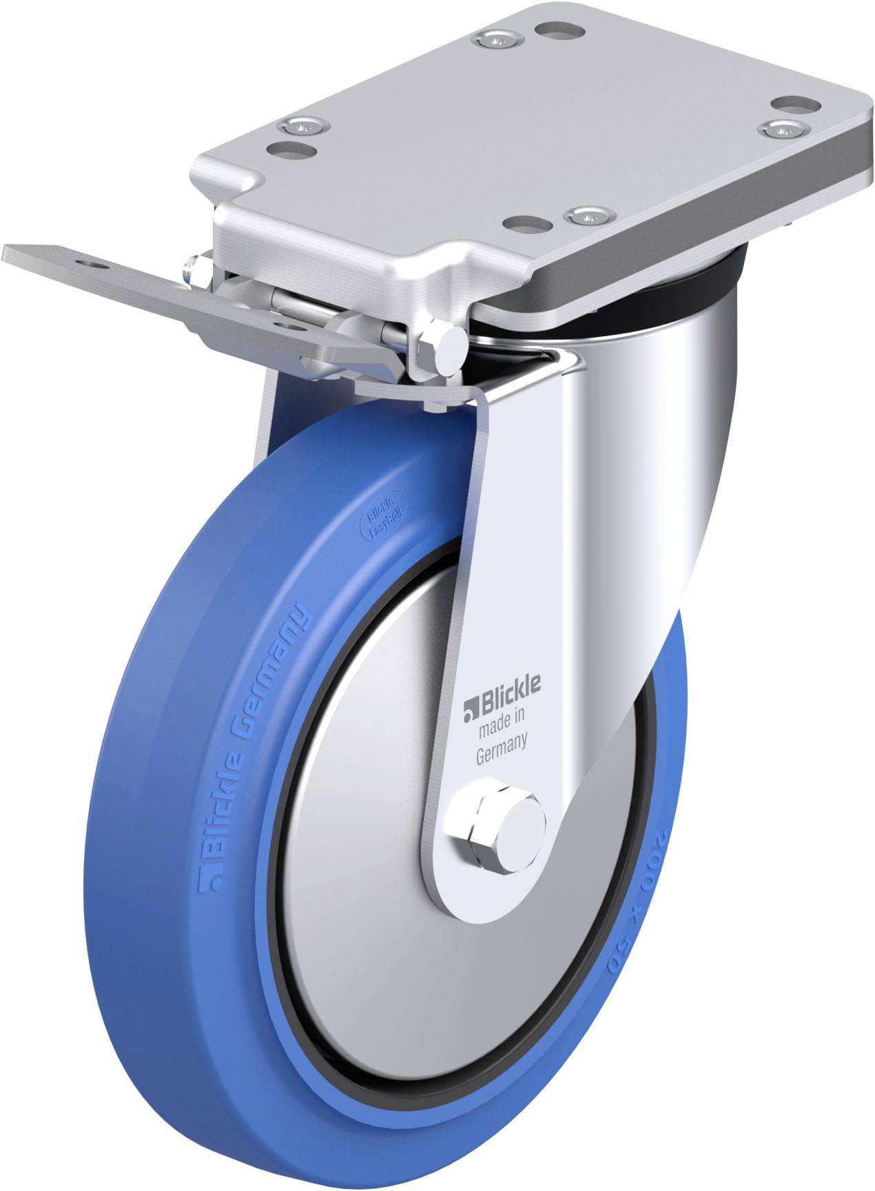 Blickle 851319 LK-POEV 200KAD-IS-SB-FA Acéllemez forgógörgő KerékØ: 200 mm Teherbírás (max.): 500 kg 1 db