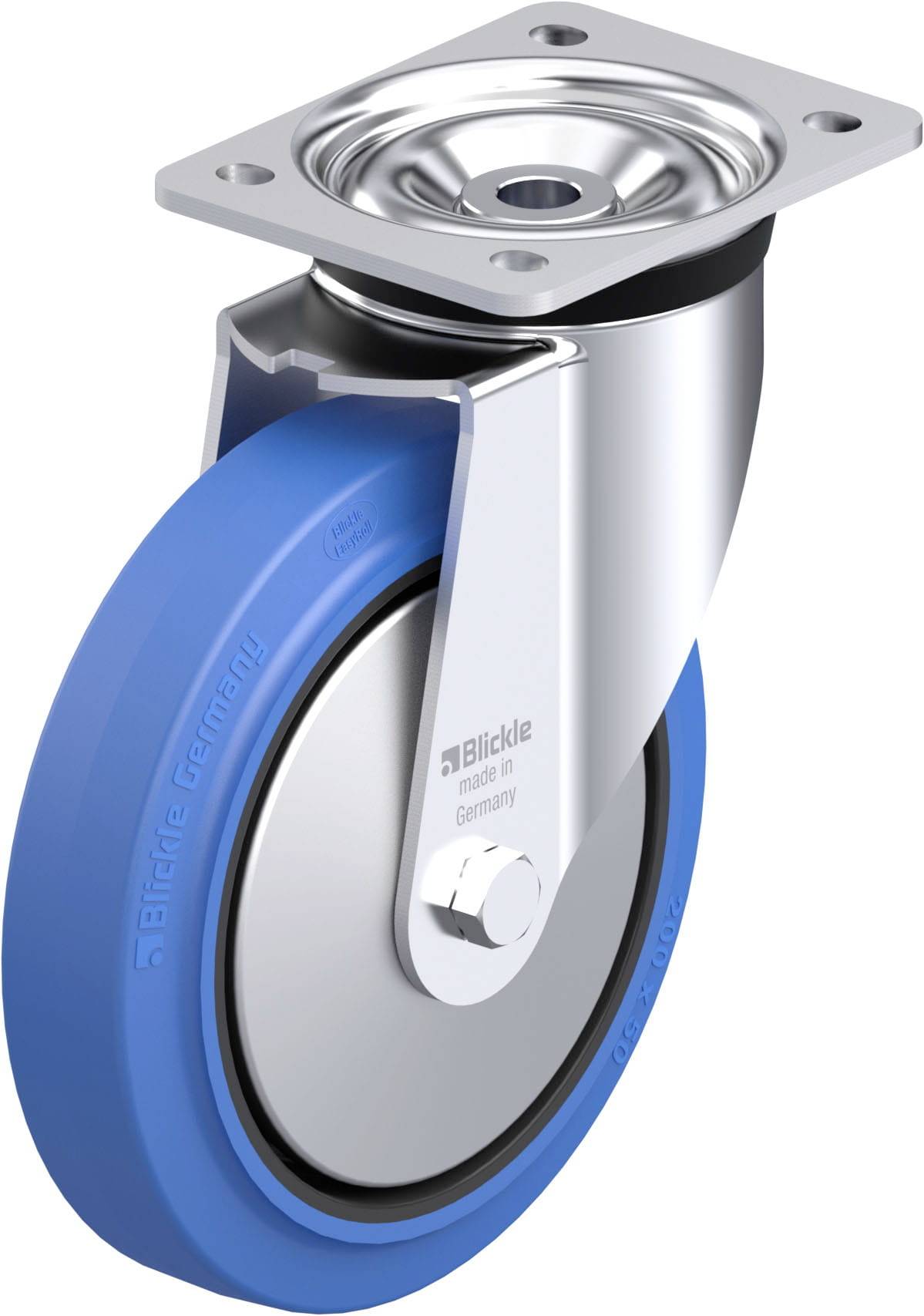 Blickle 851323 LK-POEV 200KAD-SB-FA Acéllemez forgógörgő KerékØ: 200 mm Teherbírás (max.): 500 kg 1 db