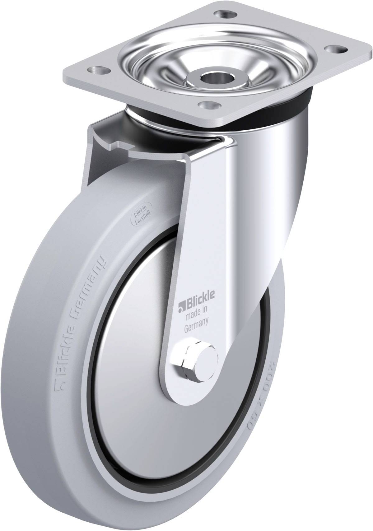 Blickle 851324 LK-POEV 200KAD-SG-FA Acéllemez forgógörgő KerékØ: 200 mm Teherbírás (max.): 500 kg 1 db