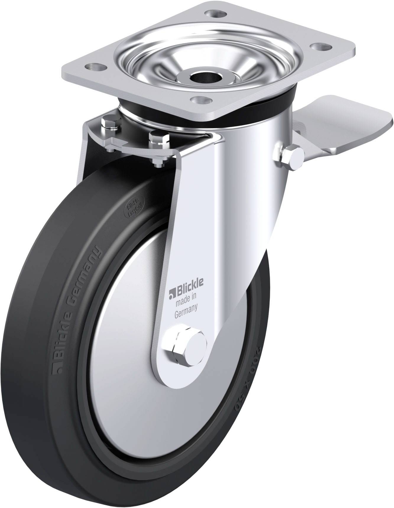 Blickle 851316 LK-POEV 200KAD-ST-FA Acéllemez forgógörgő KerékØ: 200 mm Teherbírás (max.): 500 kg 1 db