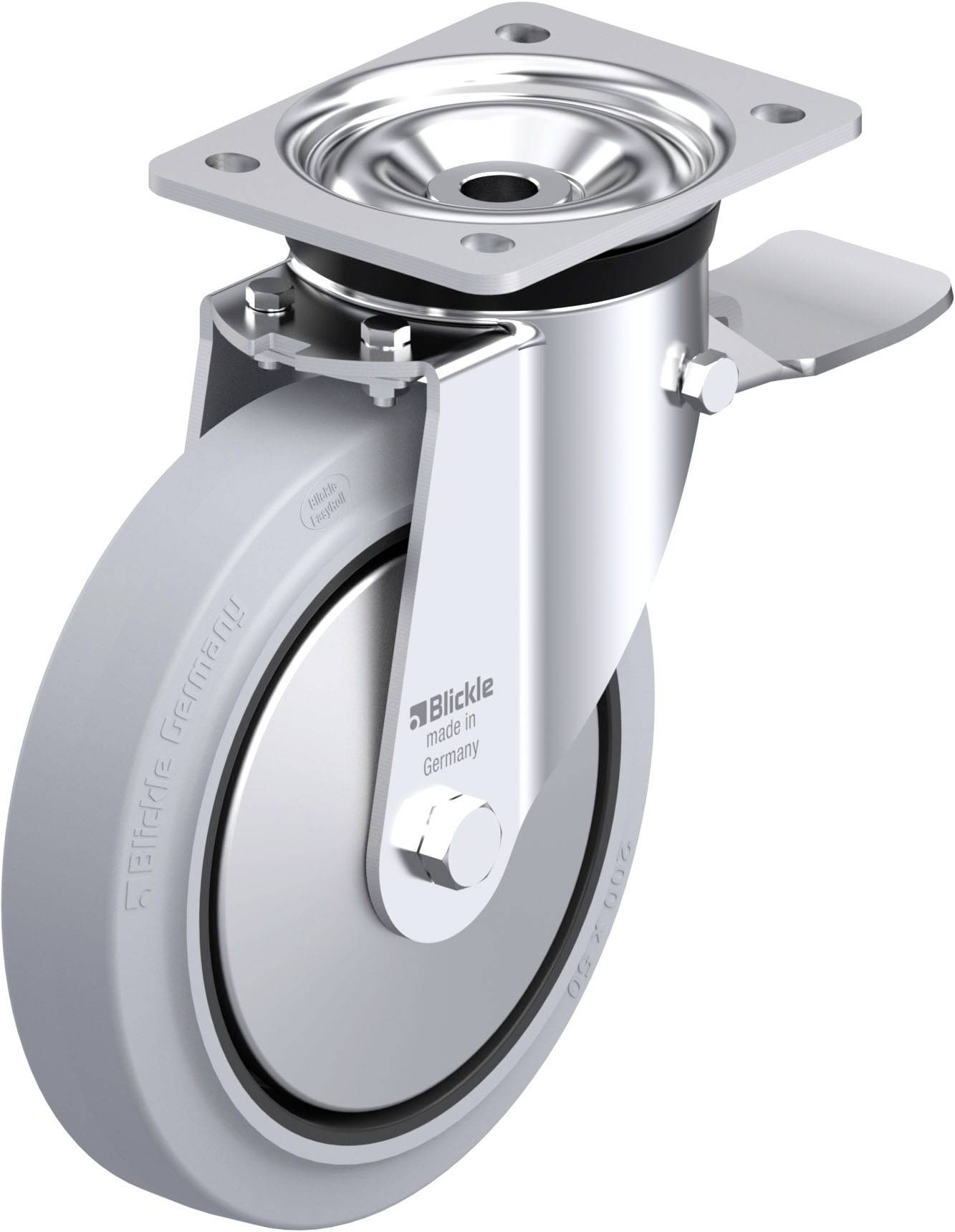 Blickle 851315 LK-POEV 200KAD-ST-SG-FA Acéllemez forgógörgő KerékØ: 200 mm Teherbírás (max.): 500 kg 1 db