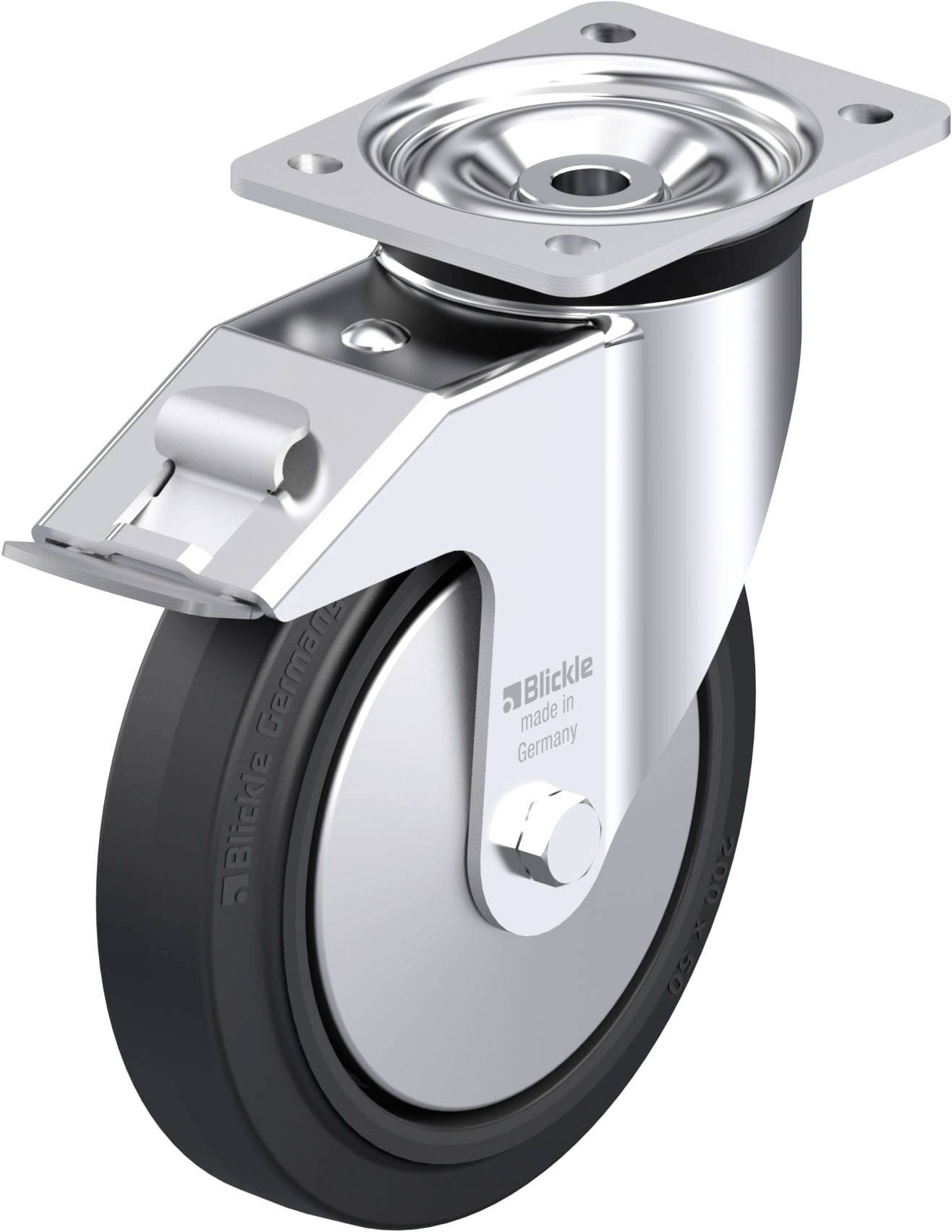 Blickle 851356 LK-POEV 200XKA-FI-FA Acéllemez forgógörgő KerékØ: 200 mm Teherbírás (max.): 500 kg 1 db