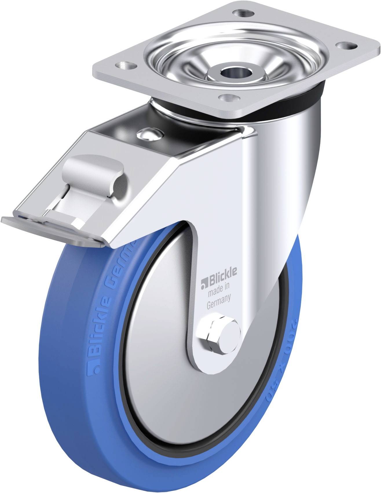 Blickle 851287 LK-POEV 200XR-FI-SB-FA Acéllemez forgógörgő KerékØ: 200 mm Teherbírás (max.): 500 kg 1 db