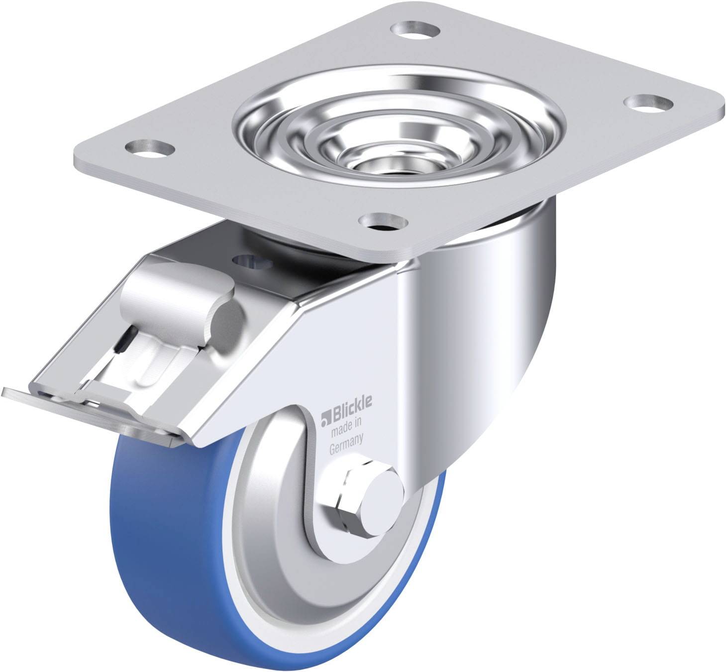 Blickle 947939 LK-POTHS 100XKA-3-FI-FA Acéllemez forgógörgő KerékØ: 100 mm Teherbírás (max.): 200 kg 1 db