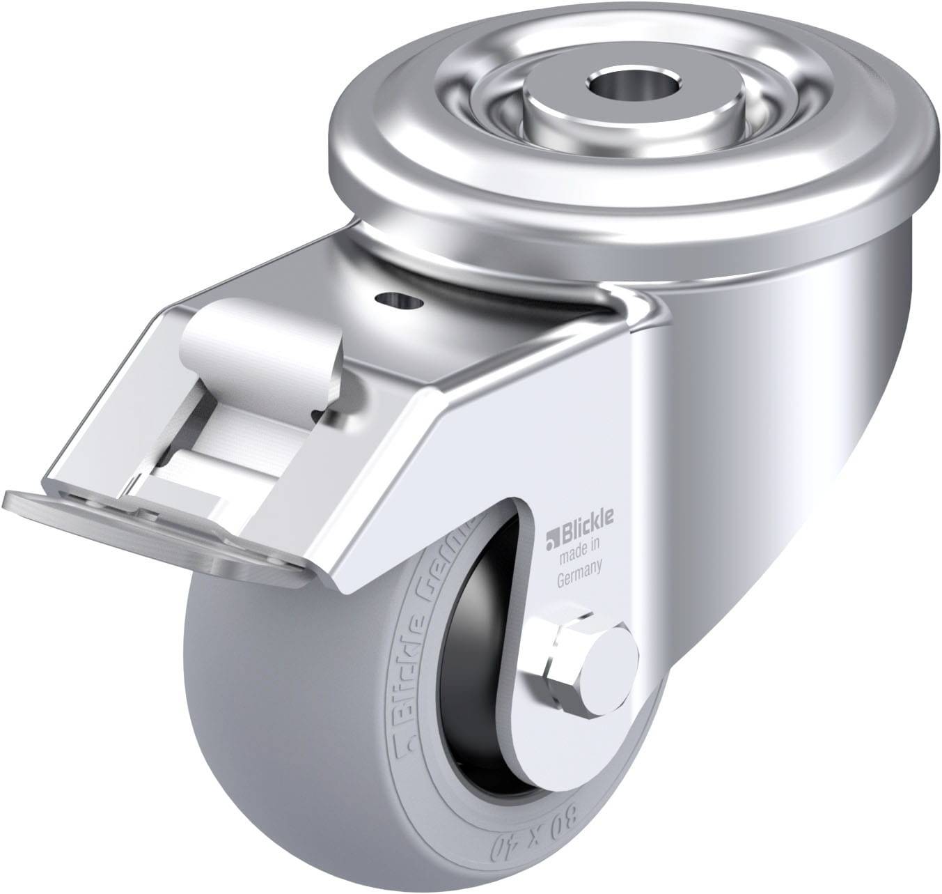 Blickle 946458 LKR-POES 80KF-FI-SG Acéllemez forgógörgő KerékØ: 80 mm Teherbírás (max.): 110 kg 1 db