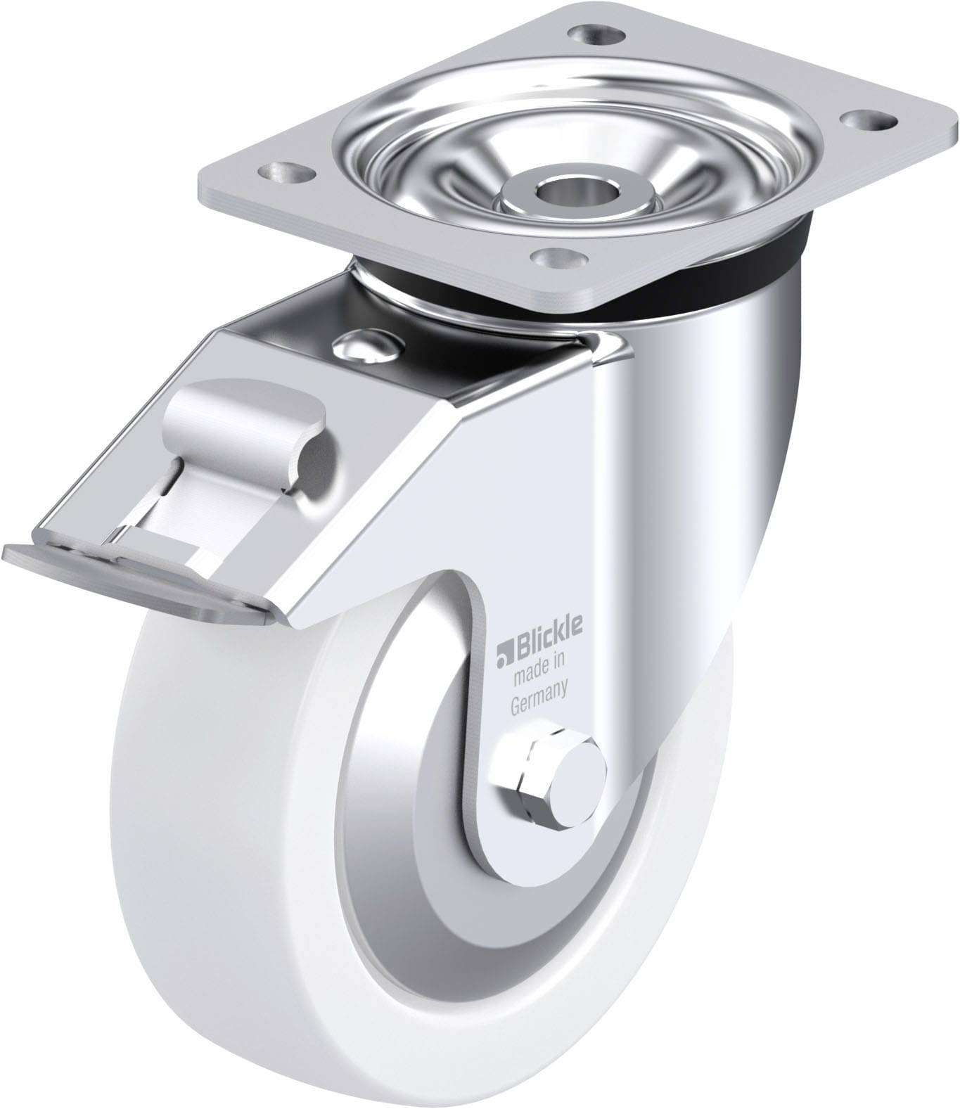 Blickle 852850 LK-SPO 160G-FI-FA Acéllemez forgógörgő KerékØ: 160 mm Teherbírás (max.): 600 kg 1 db