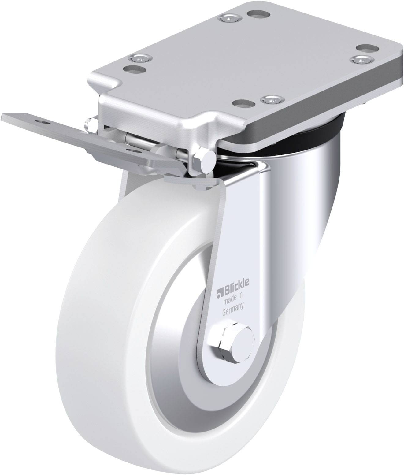Blickle 852860 LK-SPO 160K-IS-FA Acéllemez forgógörgő KerékØ: 160 mm Teherbírás (max.): 600 kg 1 db