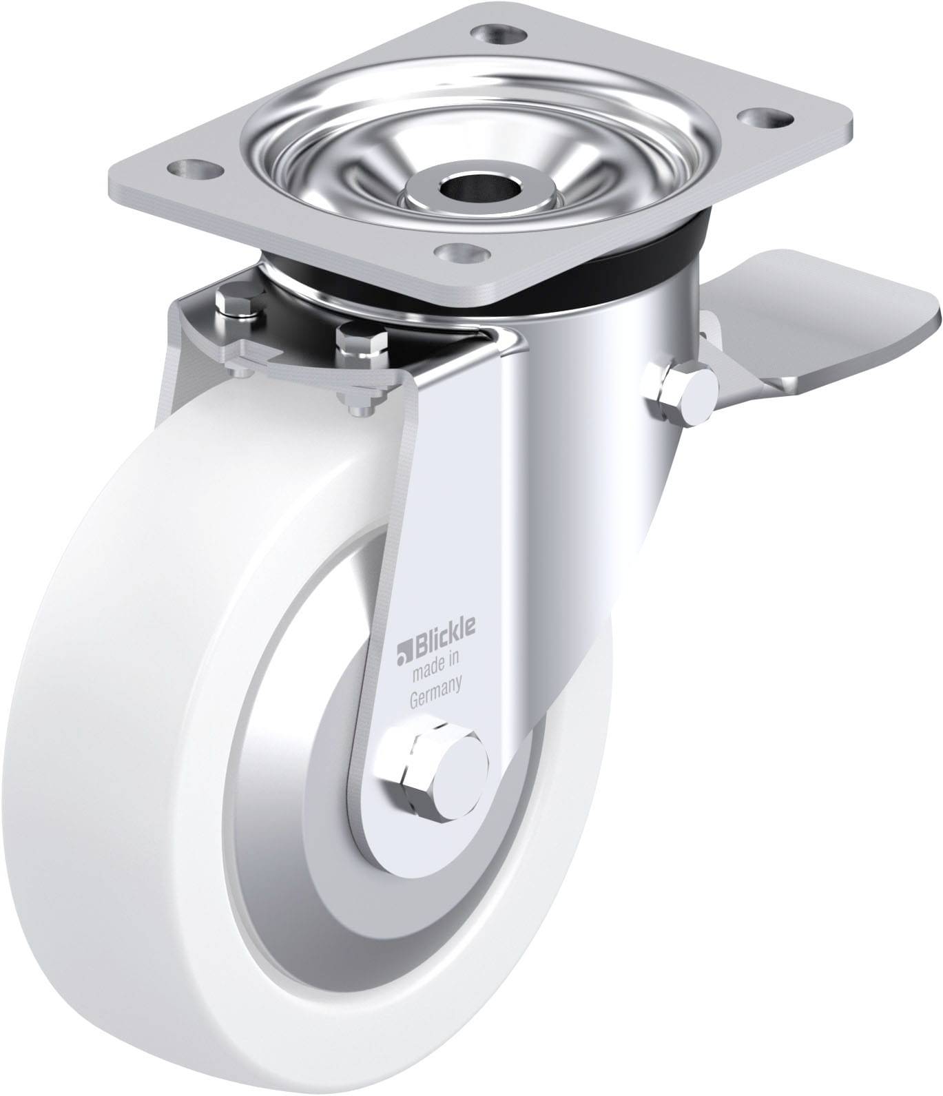 Blickle 852858 LK-SPO 160K-ST-FA Acéllemez forgógörgő KerékØ: 160 mm Teherbírás (max.): 600 kg 1 db