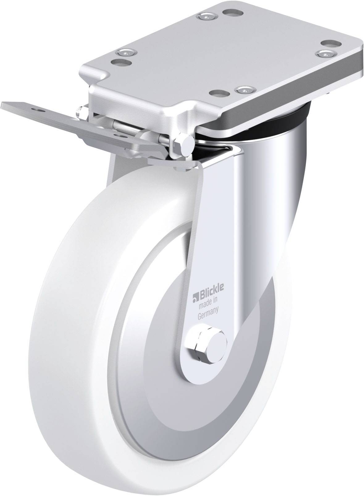 Blickle 750549 LK-SPO 200K-IS-FA Acéllemez forgógörgő KerékØ: 200 mm Teherbírás (max.): 600 kg 1 db