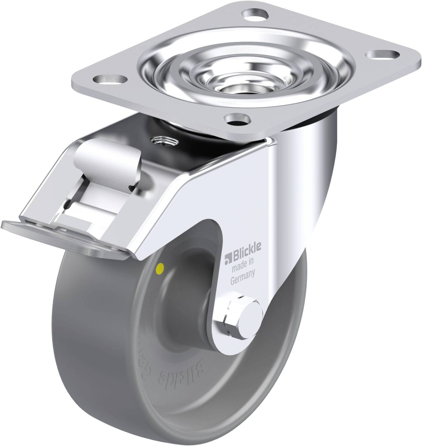 Blickle 680827 L-PO 100G-FI-ELS Acéllemez forgógörgő KerékØ: 100 mm Teherbírás (max.): 250 kg 1 db