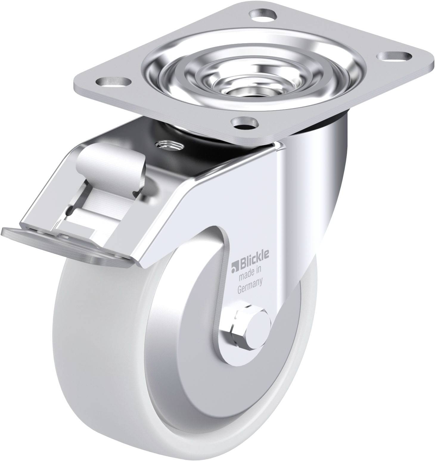 Blickle 749267 L-PO 100XR-FI-FA Acéllemez forgógörgő KerékØ: 100 mm Teherbírás (max.): 250 kg 1 db