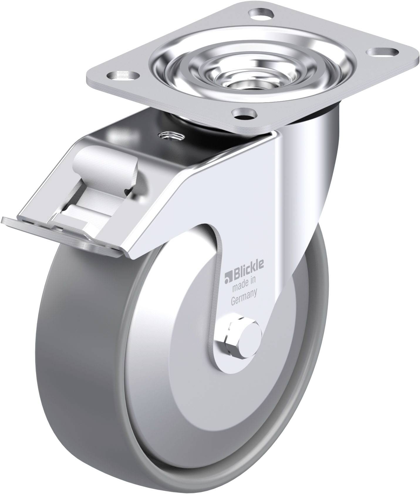 Blickle 946838 L-PO 125G-FI-ELS-FA Acéllemez forgógörgő KerékØ: 125 mm Teherbírás (max.): 250 kg 1 db