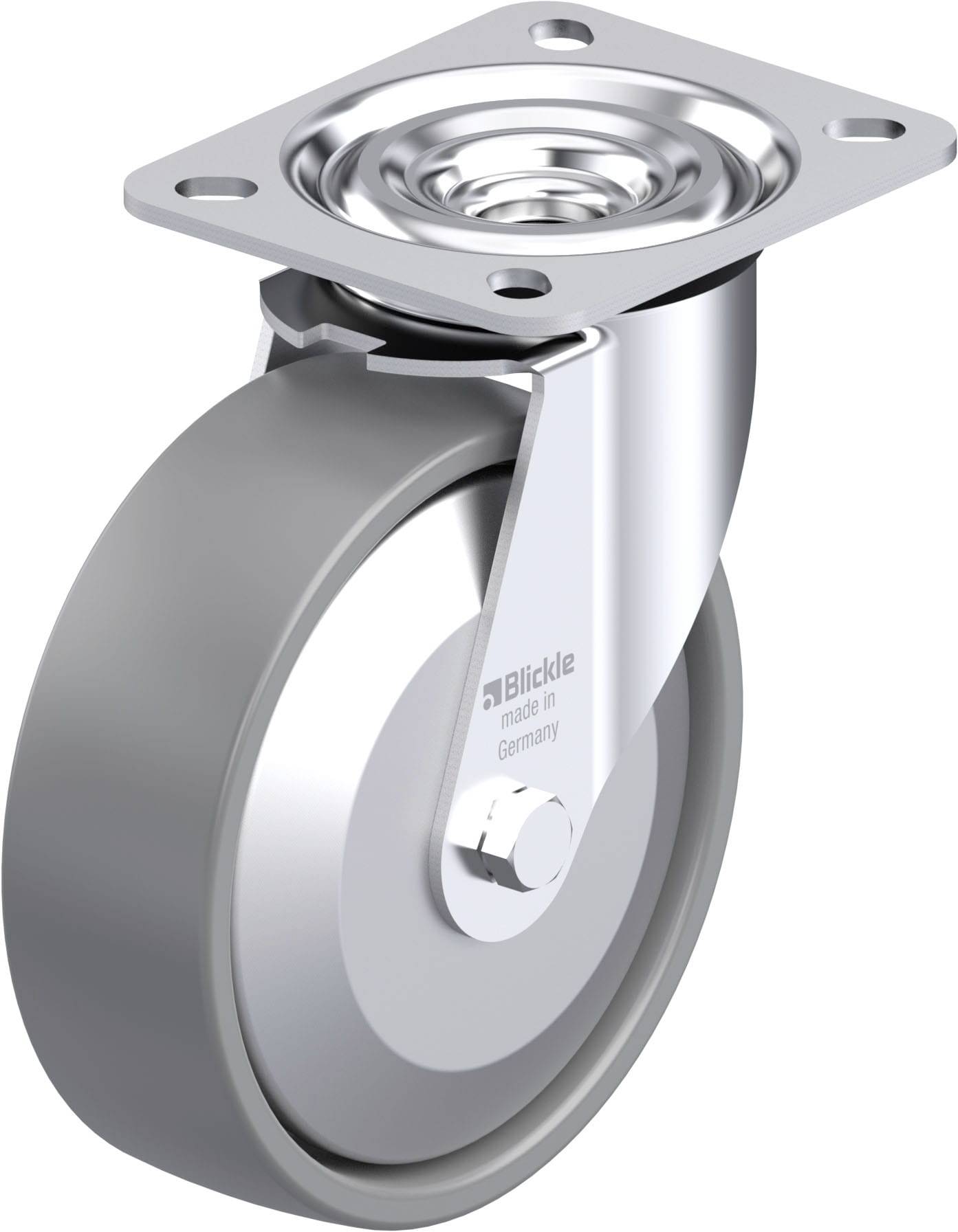 Blickle 946842 L-PO 125KA-ELS-FA Acéllemez forgógörgő KerékØ: 125 mm Teherbírás (max.): 250 kg 1 db
