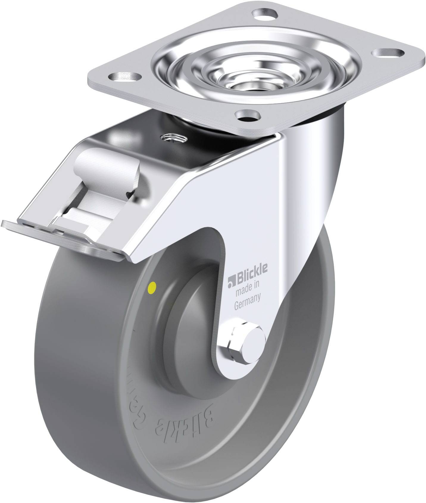 Blickle 855873 L-PO 125KA-FI-ELS Acéllemez forgógörgő KerékØ: 125 mm Teherbírás (max.): 250 kg 1 db
