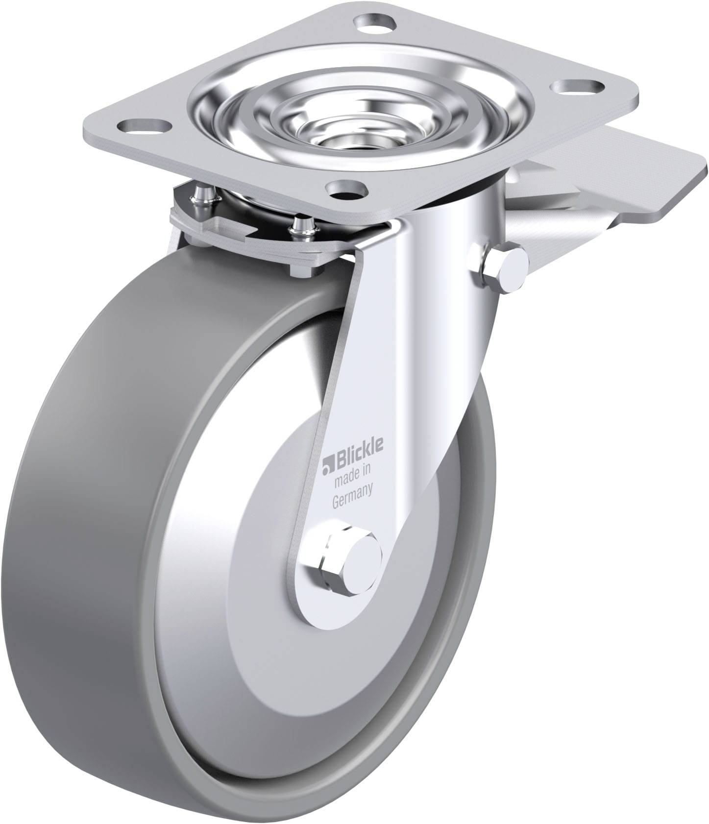 Blickle 946846 L-PO 125KA-ST-ELS-FA Acéllemez forgógörgő KerékØ: 125 mm Teherbírás (max.): 250 kg 1 db