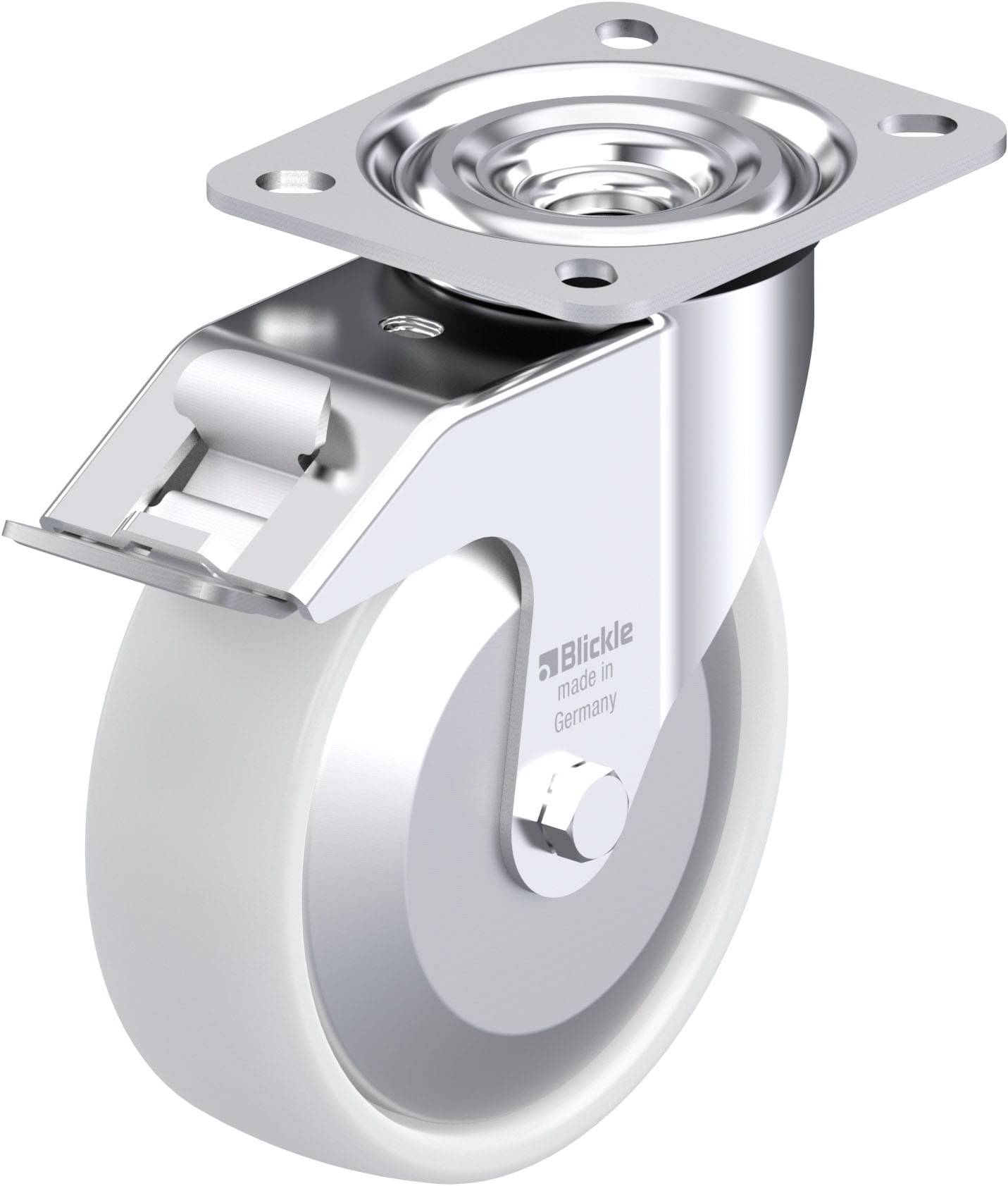 Blickle 749274 L-PO 125XR-FI-FA Acéllemez forgógörgő KerékØ: 125 mm Teherbírás (max.): 250 kg 1 db