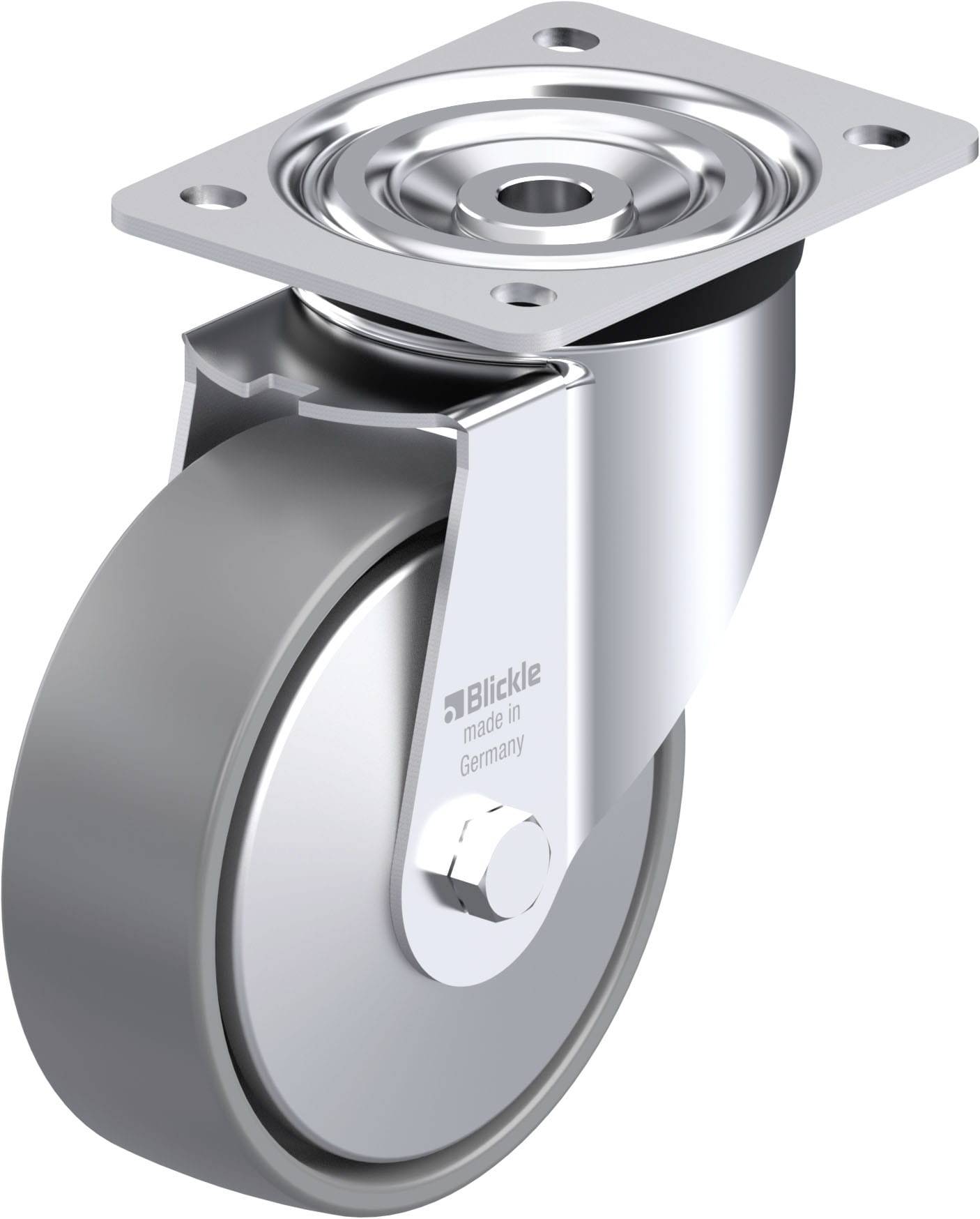 Blickle 946854 L-PO 150K-ELS-FA Acéllemez forgógörgő KerékØ: 150 mm Teherbírás (max.): 400 kg 1 db