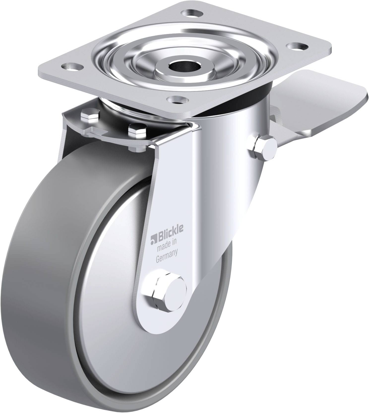 Blickle 946858 L-PO 150K-ST-ELS-FA Acéllemez forgógörgő KerékØ: 150 mm Teherbírás (max.): 400 kg 1 db