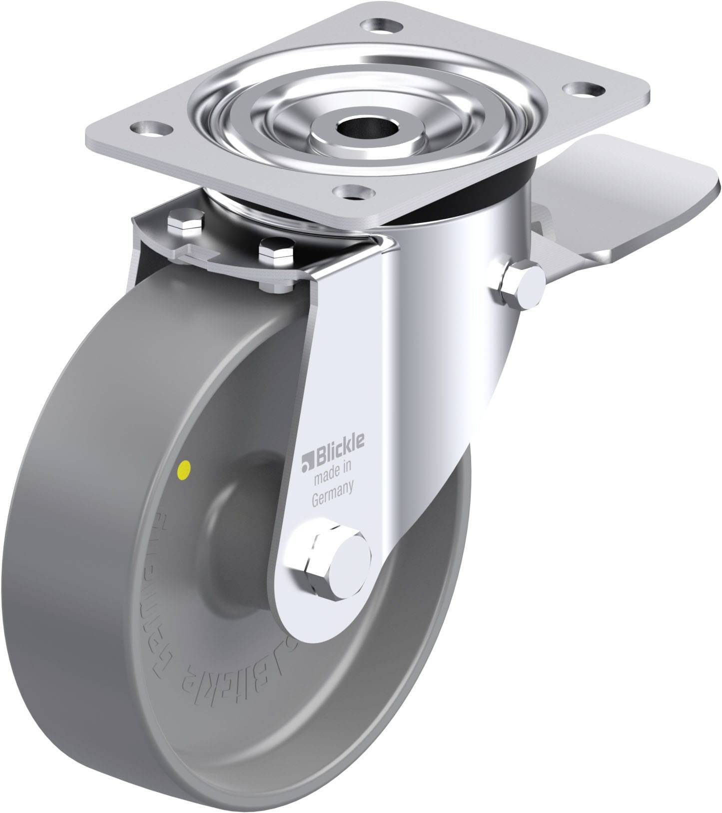 Blickle 936923 L-PO 160G-ST-ELS Acéllemez forgógörgő KerékØ: 160 mm Teherbírás (max.): 400 kg 1 db