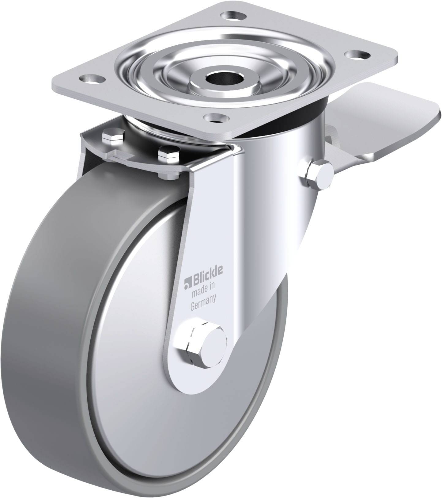 Blickle 946874 L-PO 160K-ST-ELS-FA Acéllemez forgógörgő KerékØ: 160 mm Teherbírás (max.): 400 kg 1 db