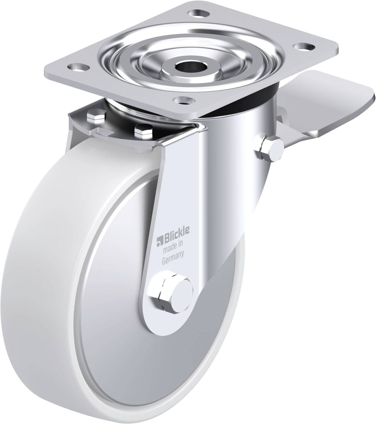Blickle 749284 L-PO 160K-ST-FA Acéllemez forgógörgő KerékØ: 160 mm Teherbírás (max.): 400 kg 1 db