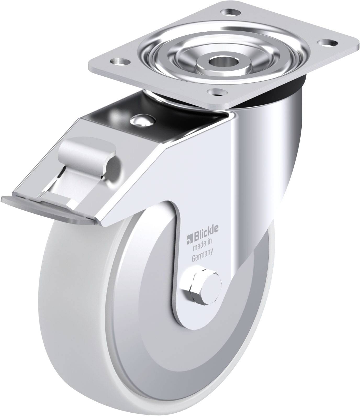 Blickle 749302 L-PO 175XR-FI-FA Acéllemez forgógörgő KerékØ: 175 mm Teherbírás (max.): 400 kg 1 db