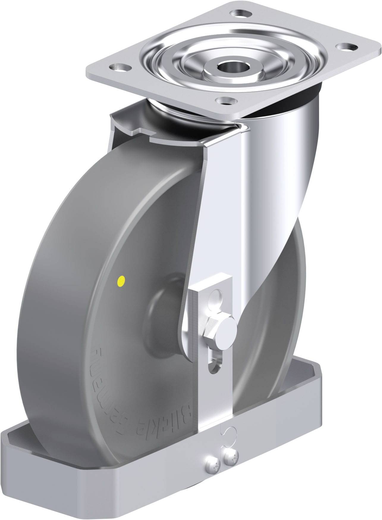Blickle 939814 L-PO 200G-ELS-FS Acéllemez forgógörgő KerékØ: 200 mm Teherbírás (max.): 400 kg 1 db