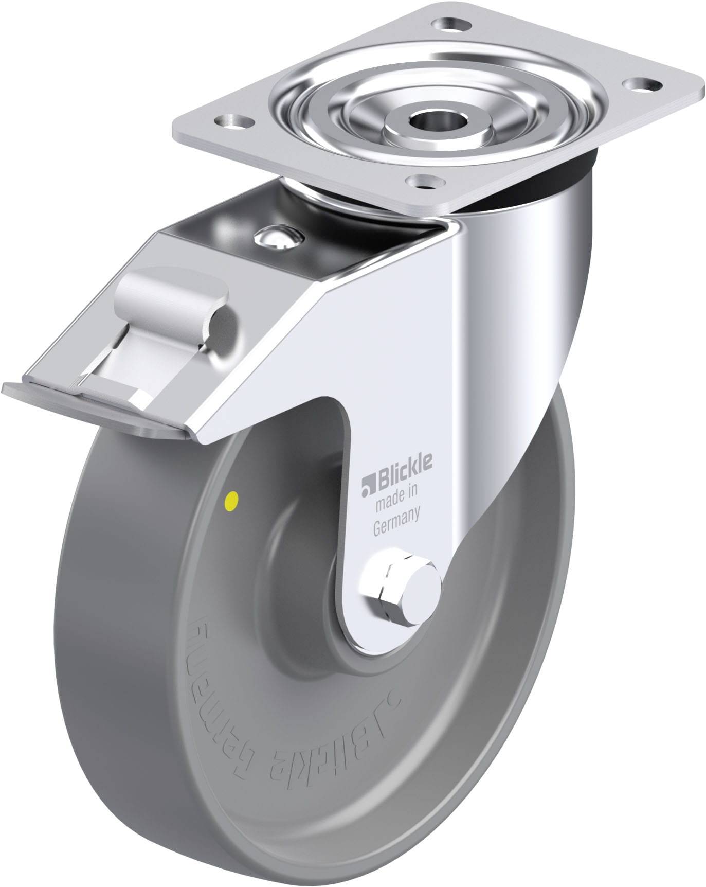 Blickle 752200 L-PO 200K-FI-ELS Acéllemez forgógörgő KerékØ: 200 mm Teherbírás (max.): 400 kg 1 db