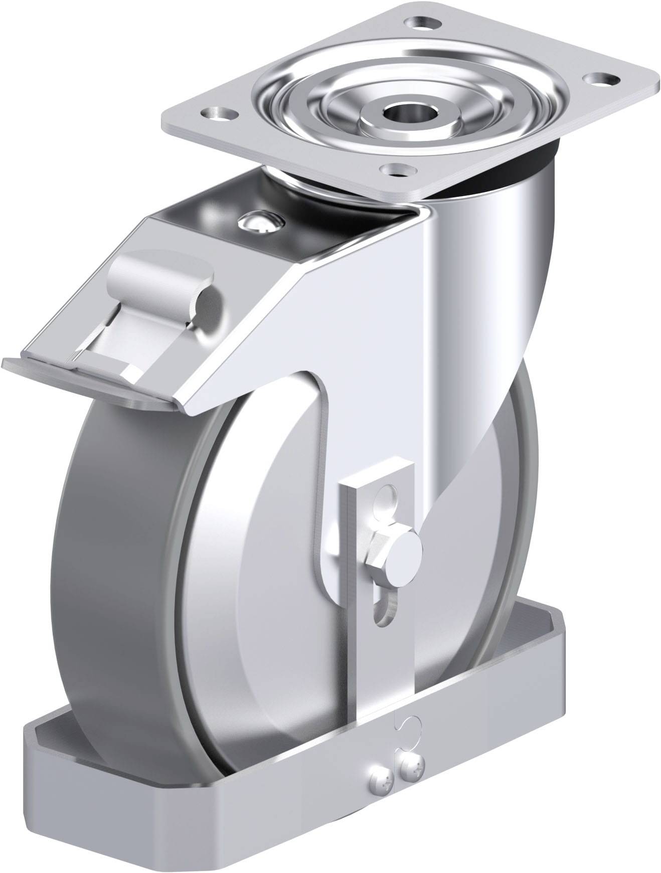 Blickle 946889 L-PO 200K-FI-ELS-FA-FS Acéllemez forgógörgő KerékØ: 200 mm Teherbírás (max.): 400 kg 1 db