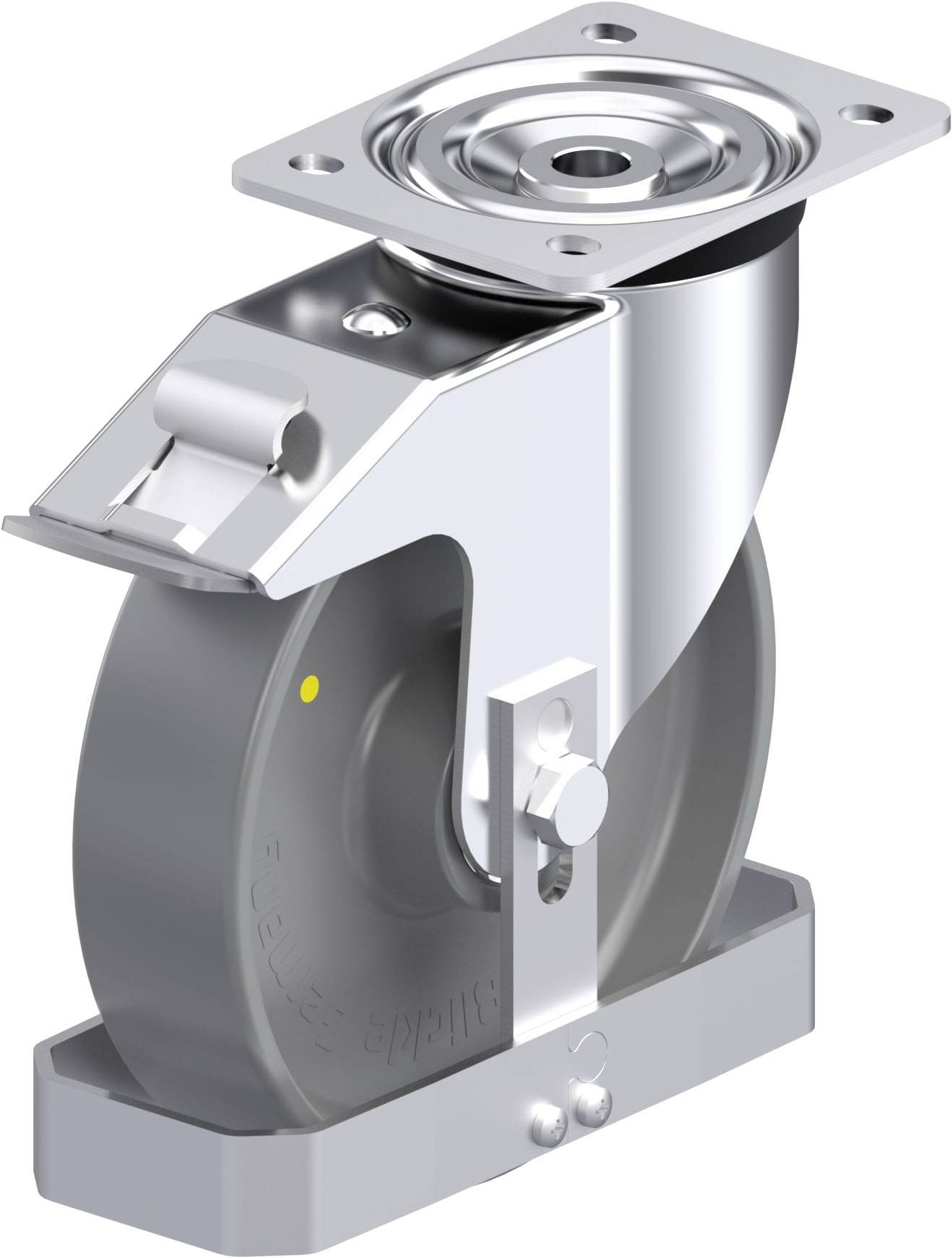 Blickle 741362 L-PO 200K-FI-ELS-FS Acéllemez forgógörgő KerékØ: 200 mm Teherbírás (max.): 400 kg 1 db