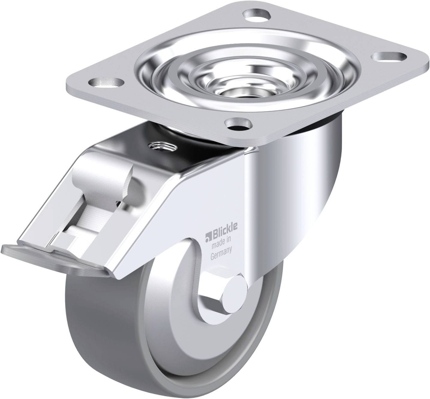 Blickle 946893 L-PO 80G-FI-ELS-FA Acéllemez forgógörgő KerékØ: 80 mm Teherbírás (max.): 220 kg 1 db