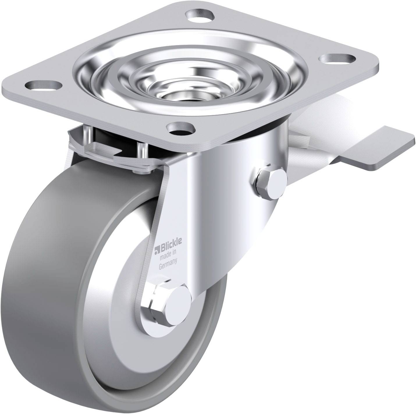 Blickle 946894 L-PO 80G-ST-ELS-FA Acéllemez forgógörgő KerékØ: 80 mm Teherbírás (max.): 220 kg 1 db