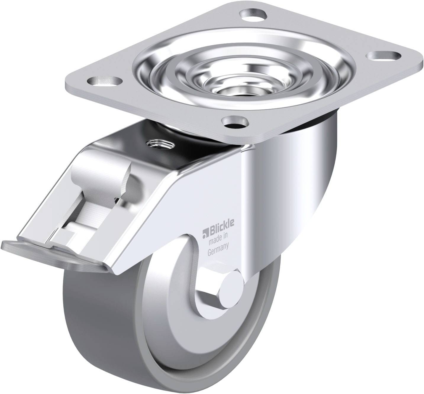 Blickle 946896 L-PO 80KA-FI-ELS-FA Acéllemez forgógörgő KerékØ: 80 mm Teherbírás (max.): 220 kg 1 db