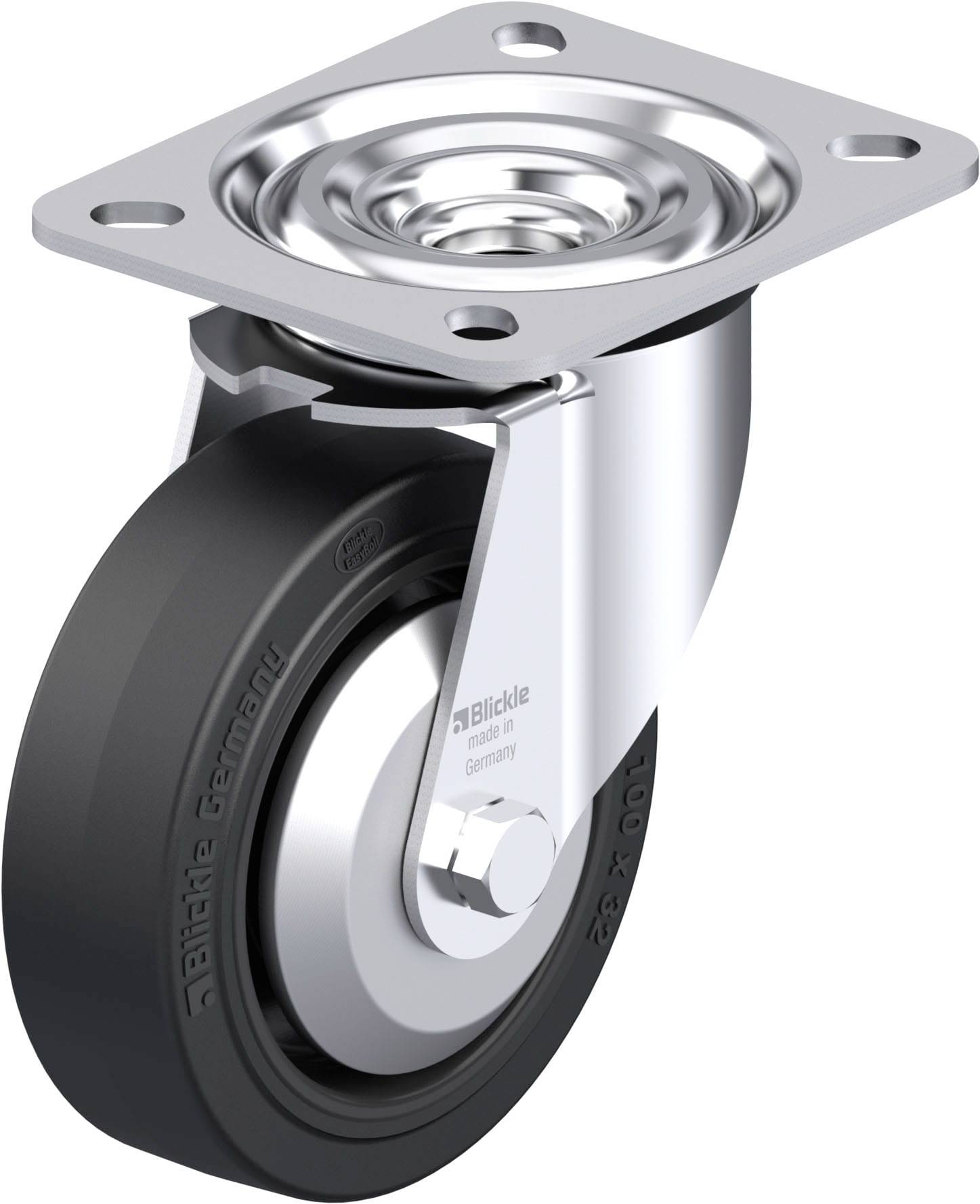 Blickle 850533 L-POEV 100KAD-FA Acéllemez forgógörgő KerékØ: 100 mm Teherbírás (max.): 200 kg 1 db