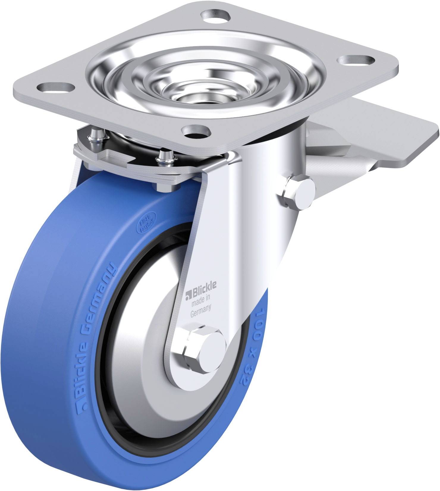 Blickle 850526 L-POEV 100KAD-ST-SB-FA Acéllemez forgógörgő KerékØ: 100 mm Teherbírás (max.): 200 kg 1 db