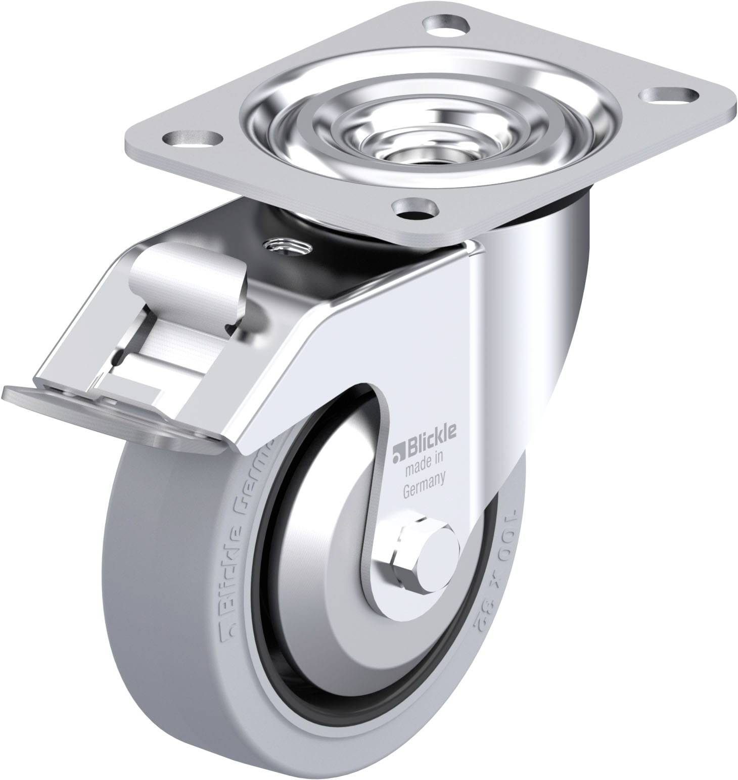 Blickle 945798 L-POEV 100XKA-FI-SG-FA Acéllemez forgógörgő KerékØ: 100 mm Teherbírás (max.): 200 kg 1 db