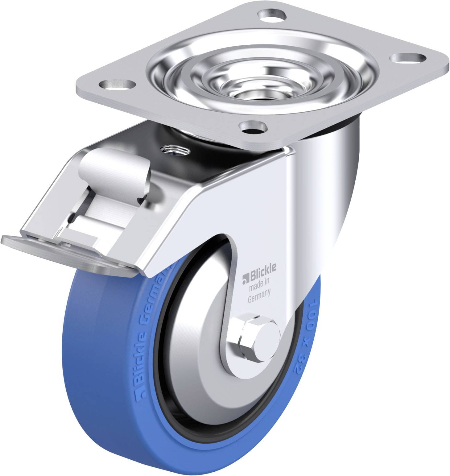 Blickle 850502 L-POEV 100XR-FI-SB-FA Acéllemez forgógörgő KerékØ: 100 mm Teherbírás (max.): 200 kg 1 db