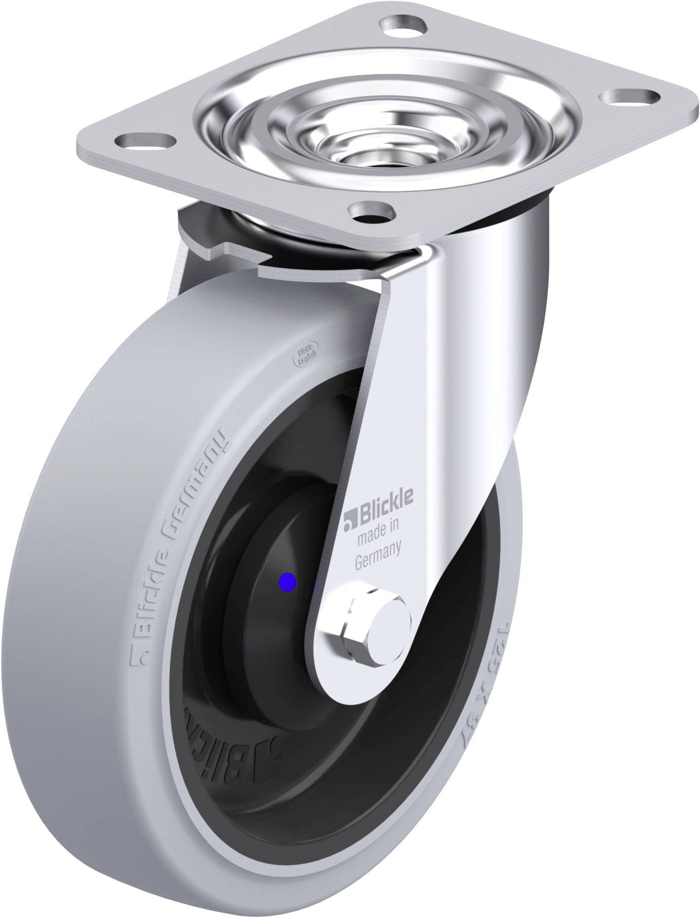 Blickle 945805 L-POEV 125XKA-SG Acéllemez forgógörgő KerékØ: 125 mm Teherbírás (max.): 250 kg 1 db