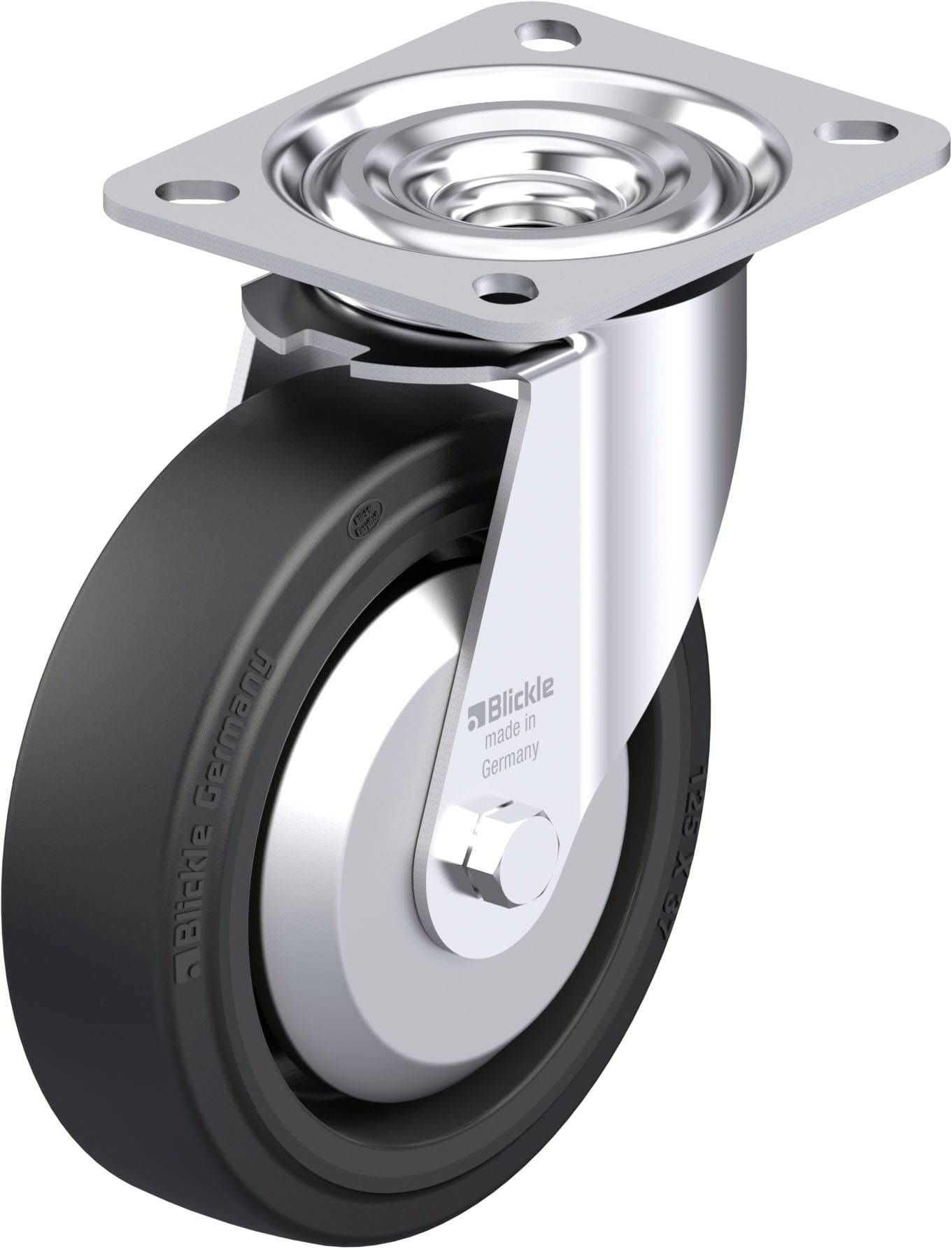 Blickle 850565 L-POEV 125XR-FA Acéllemez forgógörgő KerékØ: 125 mm Teherbírás (max.): 250 kg 1 db