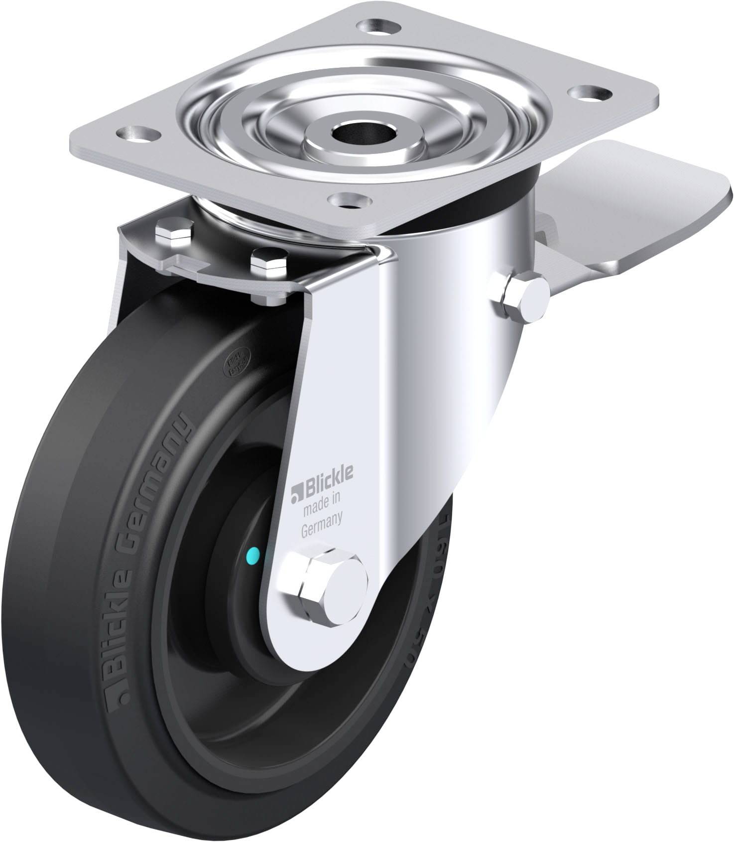 Blickle 749369 L-POEV 160KAD-ST Acéllemez forgógörgő KerékØ: 160 mm Teherbírás (max.): 400 kg 1 db