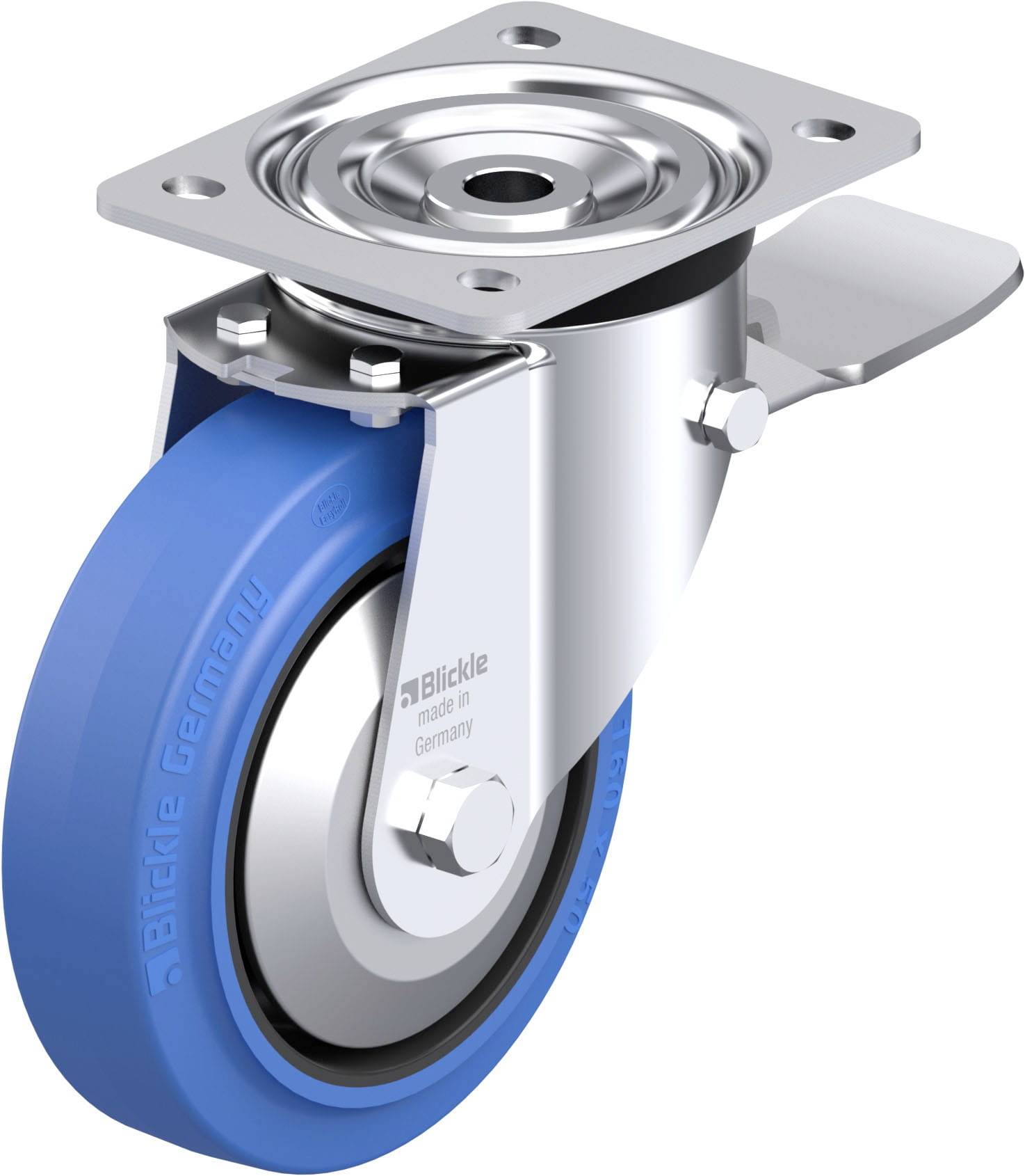 Blickle 749354 L-POEV 160KA-ST-SB-FA Acéllemez forgógörgő KerékØ: 160 mm Teherbírás (max.): 400 kg 1 db