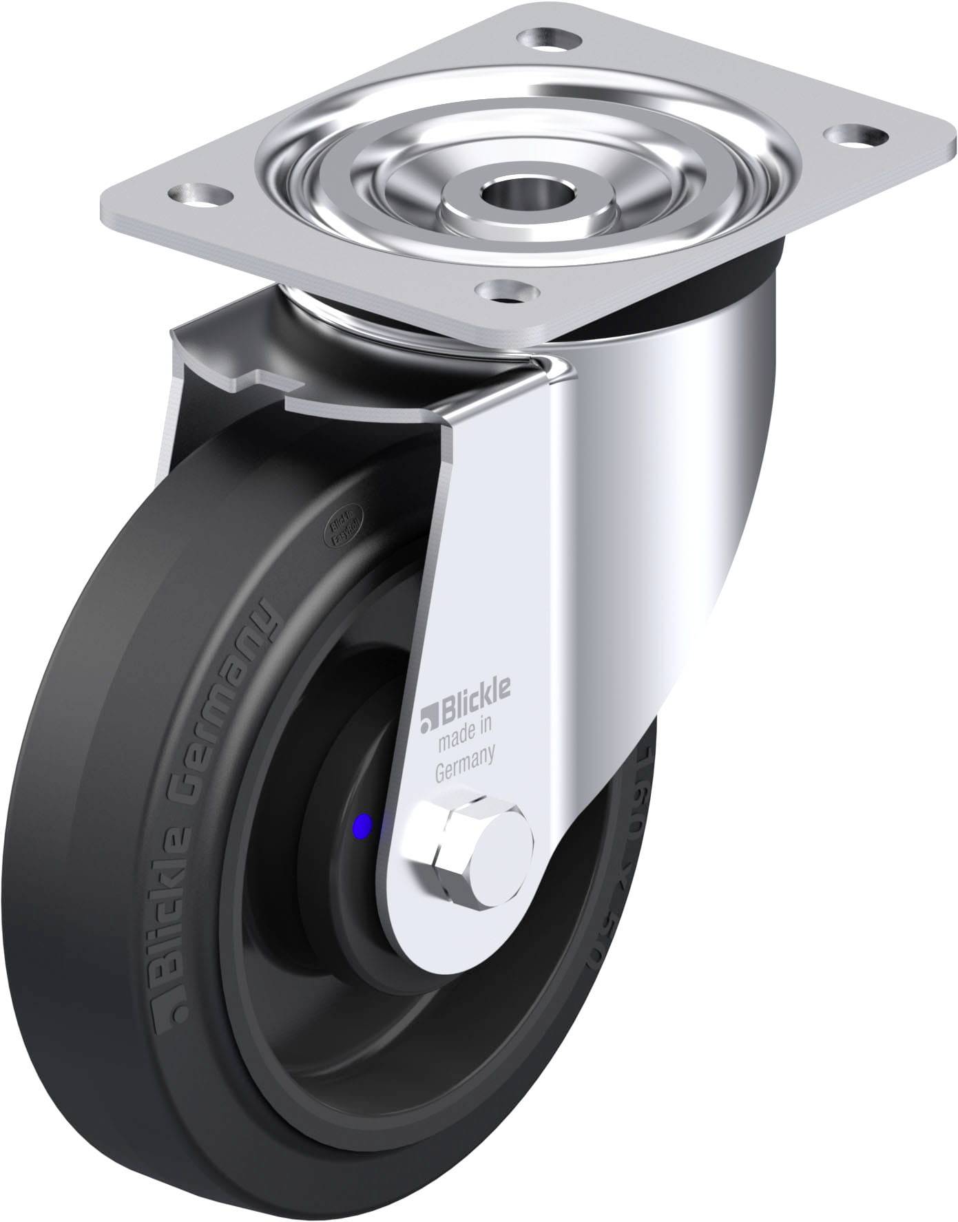 Blickle 850641 L-POEV 160XKA Acéllemez forgógörgő KerékØ: 160 mm Teherbírás (max.): 400 kg 1 db
