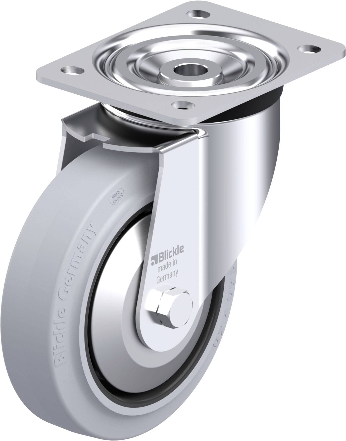 Blickle 850628 L-POEV 160XR-SG-FA Acéllemez forgógörgő KerékØ: 160 mm Teherbírás (max.): 400 kg 1 db