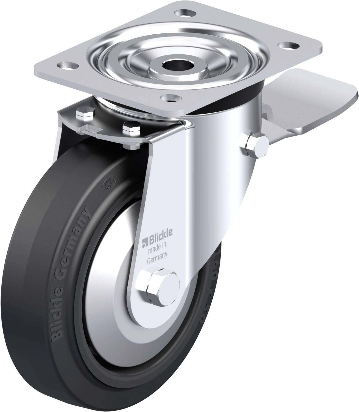 Blickle 850619 L-POEV 160XR-ST-FA Acéllemez forgógörgő KerékØ: 160 mm Teherbírás (max.): 400 kg 1 db
